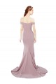 Online Rosa empolvado Sirena Hombros Descubiertos Barrer tren Crepé Elástico Largo Formales Vestidos de dama de honor / Vestidos de fiesta