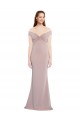 Online Rosa empolvado Sirena Hombros Descubiertos Cuello en V Crepé Elástico Largo Formales Vestidos de dama de honor / Vestidos de fiesta