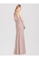 Online Rosa empolvado Trompeta Halter Crepé Elástico Largo Vestidos de dama de honor