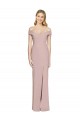 Online Rosa empolvado Trompeta Hombros Descubiertos Crepé Elástico Largo Vestidos de dama de honor / Vestidos de fiesta