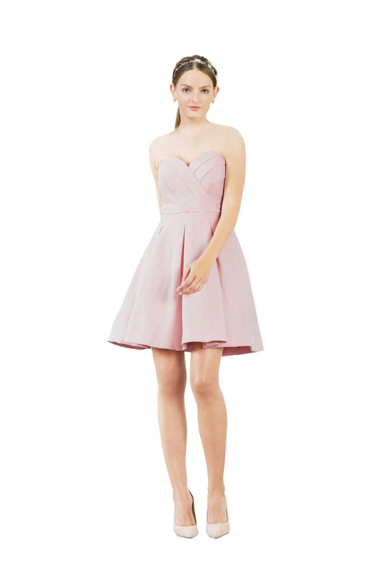 Online Rosa línea A Cuello de Corazón Satén Corto Vestidos de dama de honor / Vestidos de cóctel