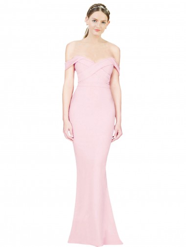 Online Rosa línea A Sin tirantes Crepé Elástico Largo Formales Vestidos de dama de honor / Vestidos de fiesta