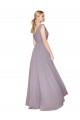 Online Rosa polvorienta línea A Cuello en V Cuello Alto Gasa Largo Formales Vestidos de dama de honor / Vestidos de fiesta