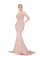 Online Sirena Cuello Alto Crepé Elástico Largo Formales Vestidos de dama de honor / Vestidos de fiesta