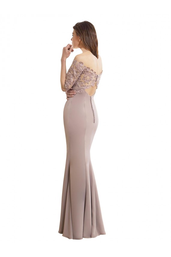 Online Sirena Cuello Alto Gasa Encaje Largo Vestidos de dama de honor