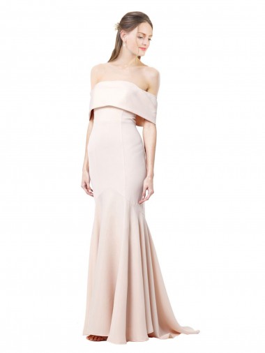 Online Sirena Hombros Descubiertos Crepé Elástico Largo Formales Vestidos de dama de honor / Vestidos de fiesta