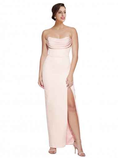 Online Sirena Satén elástico Largo Formales Vestidos de dama de honor / Vestidos de fiesta