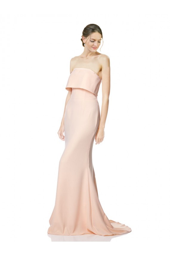 Online Sirena Sin tirantes Cuello Alto Crepé Elástico Largo Formales Vestidos de dama de honor / Vestidos de fiesta