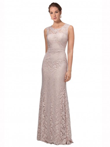 Online Sirena Ilusión Cucharón Encaje Largo Vestidos de dama de honor / Vestidos de fiesta