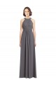 Online Stormy Silver línea A Halter Gasa Encaje Largo Vestidos de dama de honor