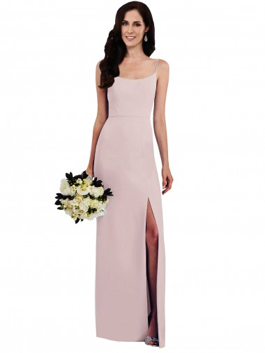 Online Trompeta Tirantes espagueti Crepé Elástico Largo Formales Vestidos de dama de honor / Vestidos de fiesta