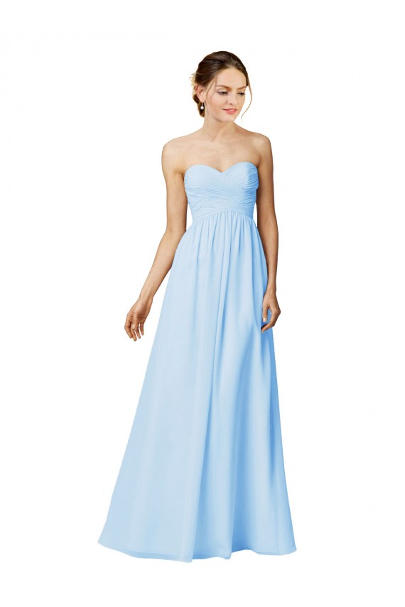 Online Uva línea A Cuello de Corazón Sin tirantes Gasa Largo Vestidos de dama de honor