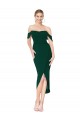 Online Verde Midnight Sirena Hombros Descubiertos Crepé Elástico Corto Asimétrico Formales Vestidos de dama de honor / Vestidos de fiesta / Vestidos de cóctel