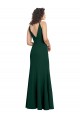 Online Verde Midnight línea A Cuello en V Crepé Elástico Largo Formales Vestidos de dama de honor / Vestidos de fiesta