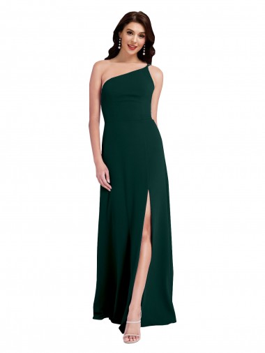 Online Verde Midnight línea A Un Hombre Crepé Elástico Largo Formales Vestidos de dama de honor / Vestidos de fiesta