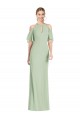 Online Verde Salvia Sirena Halter Gasa Largo Vestidos de dama de honor