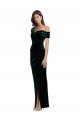 Online Verde oscuro Cubierta Hombros Descubiertos Terciopelo Elástico Largo Asimétrico Formales Vestidos de dama de honor / Vestidos de fiesta