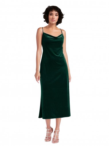 Online Verde oscuro Cubierta Midi Terciopelo Elástico Corto Formales Vestidos de dama de honor / Vestidos de fiesta / Vestidos de cóctel