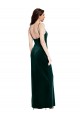 Online Verde oscuro Cubierta Tirantes espagueti Cuadrado Terciopelo Elástico Largo Vestidos de dama de honor / Vestidos de fiesta