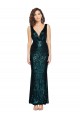 Online Verde oscuro Sirena Cuello en V Lentejuela Largo Formales Vestidos de dama de honor / Vestidos de fiesta