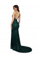 Online Verde oscuro Sirena Cuello en V Lentejuela Largo Formales Vestidos de dama de honor / Vestidos de fiesta