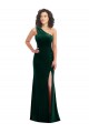 Online Verde oscuro Trompeta Un Hombre Terciopelo Elástico Largo Vestidos de dama de honor / Vestidos de fiesta