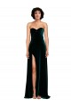 Online Verde oscuro línea A Cuello de Corazón Barrer tren Terciopelo Elástico Largo Vestidos de dama de honor / Vestidos de fiesta