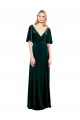 Online Verde oscuro línea A Cuello en V Terciopelo Elástico Largo Vestidos de dama de honor / Vestidos de fiesta