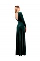 Online Verde oscuro línea A Cuello en V Terciopelo Elástico Largo Vestidos de dama de honor / Vestidos de fiesta
