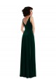 Online Verde oscuro línea A Cuello en V Terciopelo Elástico Largo Vestidos de dama de honor / Vestidos de fiesta