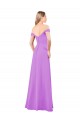 Online Violeta línea A Hombros Descubiertos Gasa Largo Vestidos de dama de honor