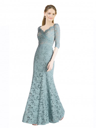 Online línea A Cuello de Corazón Encaje Largo Vestidos de dama de honor / Vestidos de fiesta