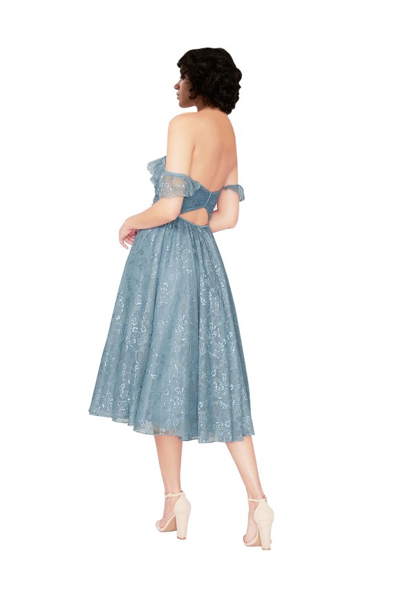 Online línea A Hombros Descubiertos Encaje Corto Vestidos de dama de honor / Vestidos de cóctel